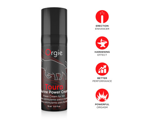 Крем для посилення ерекції Orgie Touro Power Cream, 15 мл, з таурином, гінкго та коренем женьшеню