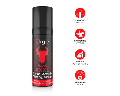 Крем для посилення ерекції Orgie Touro XXXL Power Cream, 15 мл, з ефектом вібрації