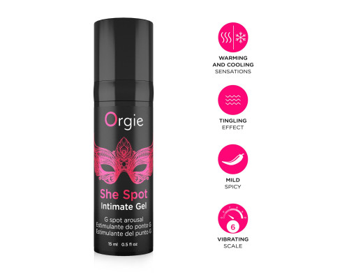 Гель для стимуляції точки G Orgie She Spot Intimate Gel, 15 мл, тепло-холод, ефект вібрації
