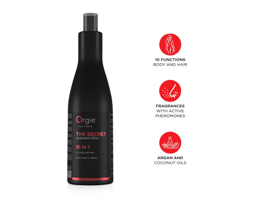 Лосьйон з феромонами для тіла та волосся Orgie – The Secret Seduction Elixir 10 in 1 (200 мл), для неї