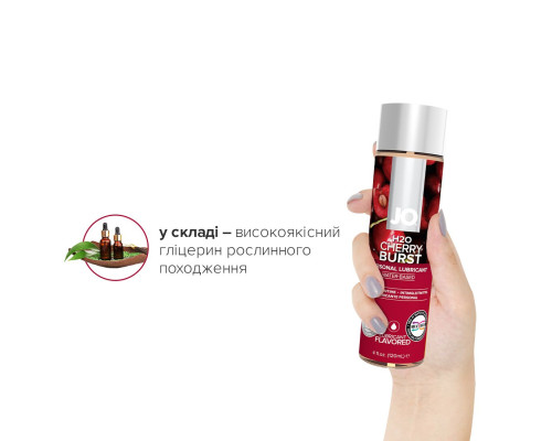 Змазка на водній основі JO H2O — Cherry Burst (120 мл) без цукру, рослинний гліцерин