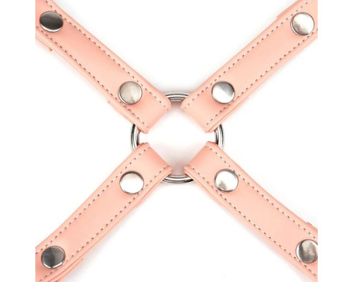 Хрестовина для фіксації Liebe Seele Dark Candy Pink Hogtie, з кільцем, 4 карабіни