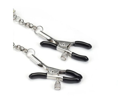 Затискачі для сосків із сердечком Liebe Seele Glow-in-dark Nipple Clamps Blue, світяться в темряві