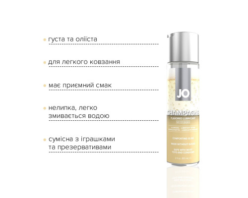Розпродаж!!! Змазка на водній основі JO Champagne (60 мл) (термін 07.2025)