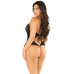 Боді з відкритою спиною та рюшами на стегнах Leg Avenue Lace Floral Lace Halter Teddy One Size, Black