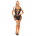Еротична мінісукня Leg Avenue Lace and Net Mini Dress, Black, One Size, ажурна, відкрита спина