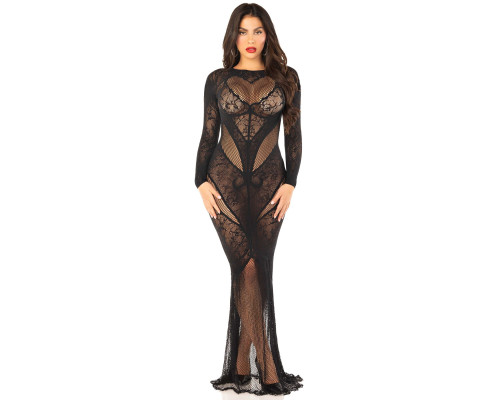 Сукня з довгим рукавом Leg Avenue Lace and Net Bodycon Gown One Size, Black