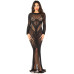 Сукня з довгим рукавом Leg Avenue Lace and Net Bodycon Gown One Size, Black