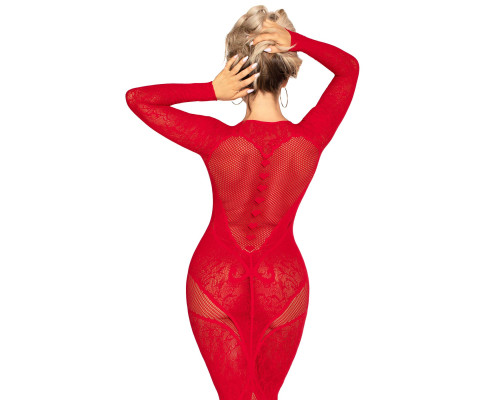 Сукня з довгим рукавом Leg Avenue Lace and Net Bodycon Gown One Size, Red
