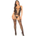 Комплект мереживний Leg Avenue Cami Garter, One Size, Black, корсет із панчохами та стрінгами