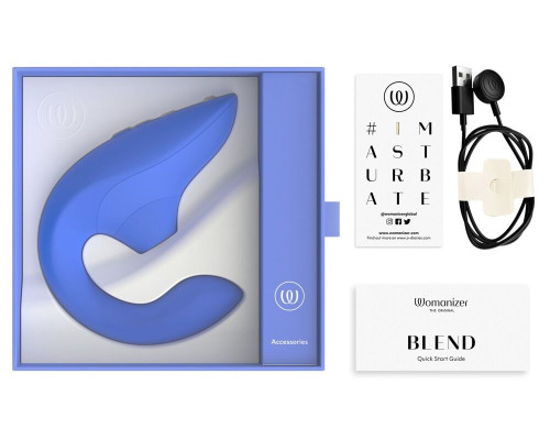 Вагінально-кліторальний стимулятор Womanizer Blend Vibrant Blue, вібрація + вакуум, 2 мотори