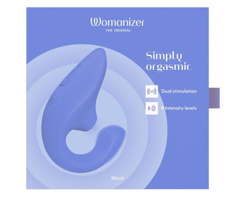 Вагінально-кліторальний стимулятор Womanizer Blend Vibrant Blue, вібрація + вакуум, 2 мотори