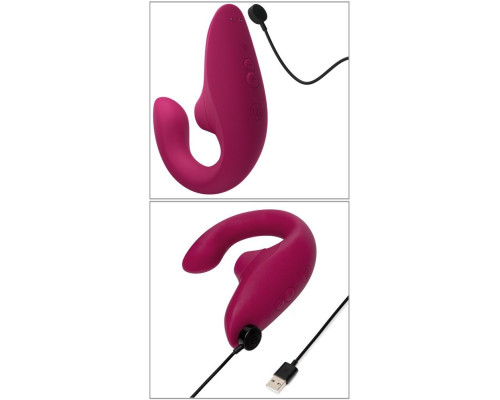Вагінально-кліторальний стимулятор Womanizer Blend Vibrant Pink, вібрація + вакуум, 2 мотори