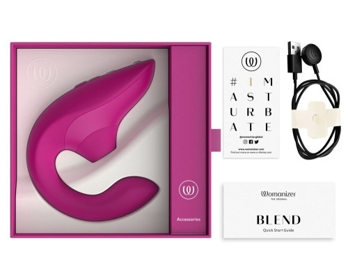 Вагінально-кліторальний стимулятор Womanizer Blend Vibrant Pink, вібрація + вакуум, 2 мотори