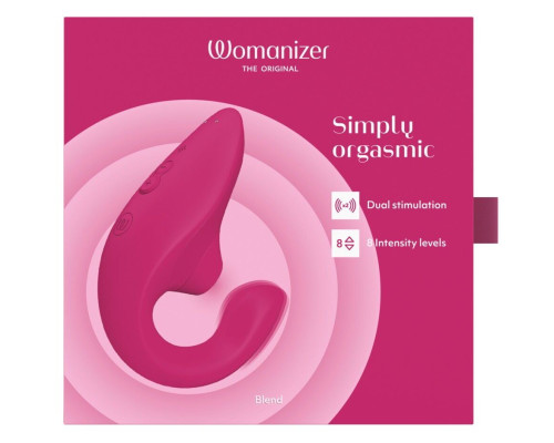 Вагінально-кліторальний стимулятор Womanizer Blend Vibrant Pink, вібрація + вакуум, 2 мотори