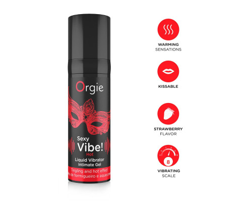 Жидкий вибратор Orgie Sexy Vibe! Hot, 15 мл (мятая упаковка!!!)