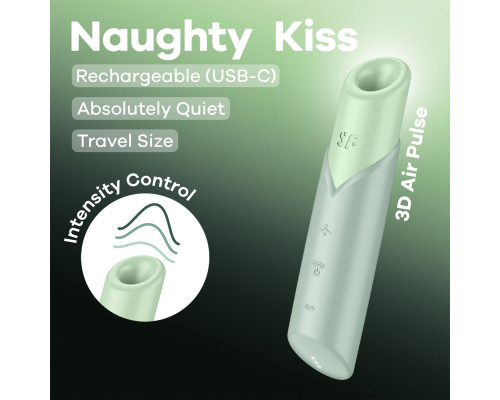 Вакуумний стимулятор Satisfyer Naughty Kiss, магнітна технологія 3D Air Pulse, 30 режимів роботи