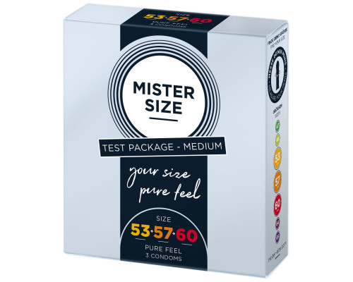 Набір презервативів Mister Size - pure feel - 53–57–60 (3 condoms)  (м'ята упаковка!!!)
