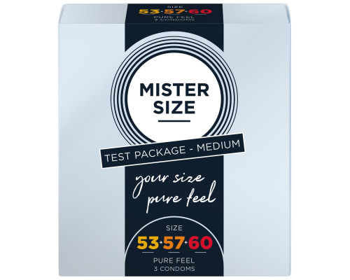 Набір презервативів Mister Size - pure feel - 53–57–60 (3 condoms)  (м'ята упаковка!!!)