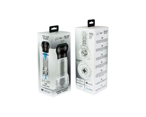Мастурбатор Kiiroo Feel Pocket Crystal зі всмоктувальною інтерактивною насадкою PowerBlow Combo Set