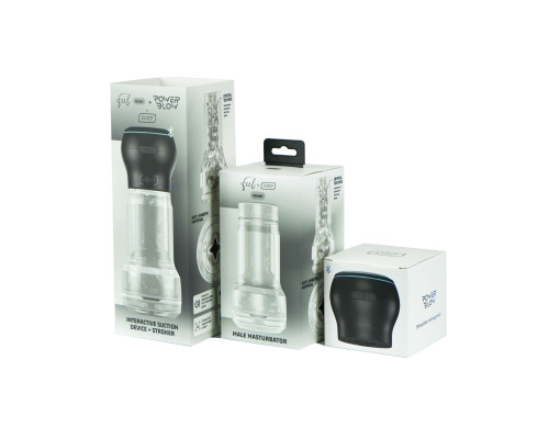 Мастурбатор Kiiroo Feel Pocket Crystal зі всмоктувальною інтерактивною насадкою PowerBlow Combo Set