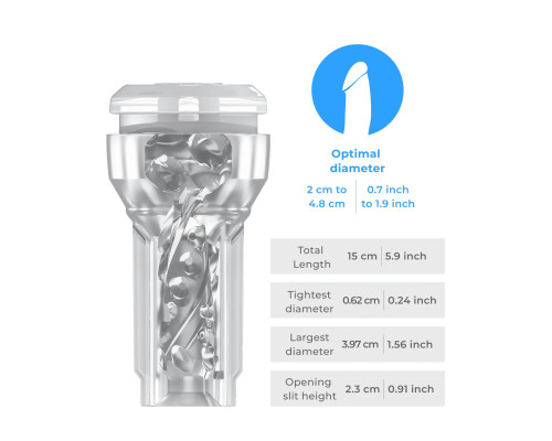 Мастурбатор Kiiroo Feel Pocket Crystal, сумісний з інтерактивною насадкою PowerBlow