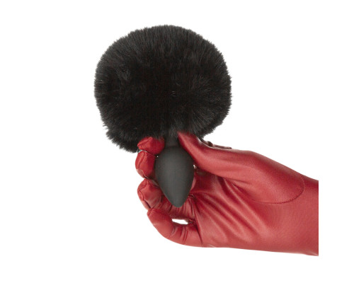 Анальна пробка з хвостом Punishment - Bunny Tail Silicone Anal Plug - Black