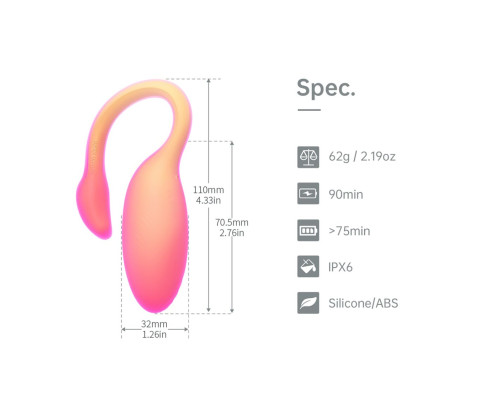 Смарт-віброяйце Magic Motion Flamingo Max Orange 2 в 1: віброяйце та тренажер Кегеля, 10 режимів