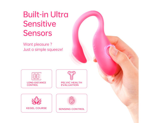 Смарт-віброяйце Magic Motion Flamingo Max Pink 2 в 1: віброяйце та тренажер Кегеля, 10 режимів
