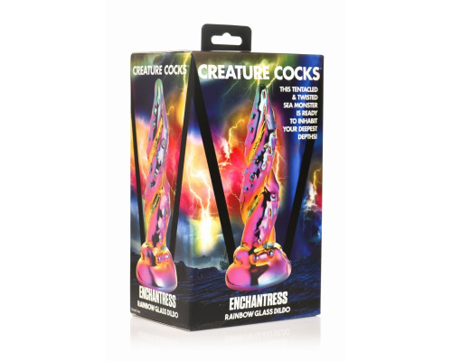 Фентезійний скляний фалоімітатор Creature Cocks Enchanting Rainbow Glass Dildo, 16 см