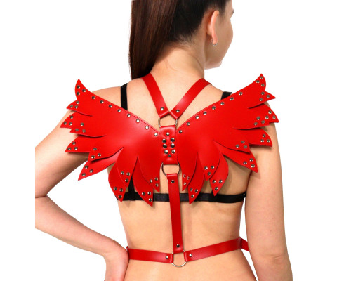 Жіноча портупея Art of Sex - Wings червона XS-M, екошкіра