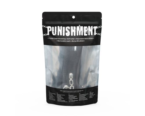 Нашийник із повідцем Punishment - Crystal Collar & Leash - Black