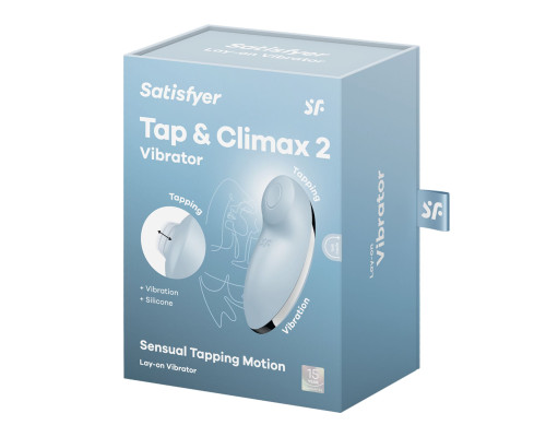 Вібростимулятор-пульсатор Satisfyer Tap & Climax 2 Blue, ефект постукування пальцем