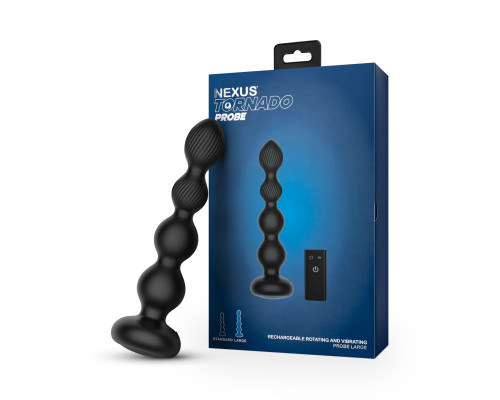 Анальний віброротатор Nexus Tornado Probe Edition Large, діаметр 4,5 см, вібрація + ротація, пульт ДУ