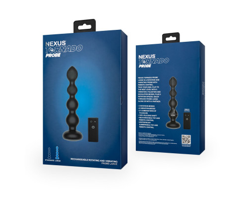 Анальний віброротатор Nexus Tornado Probe Edition Large, діаметр 4,5 см, вібрація + ротація, пульт ДУ