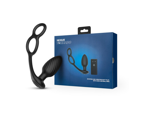 Анальна вібропробка Nexus Tornado Cock and Ball Ring обертання+вібрація, ерекційне кільце, пульт