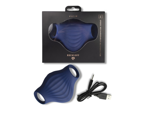 Мастурбатор Rocks Off Palm Blue, петлі для пальців, 10 режимів