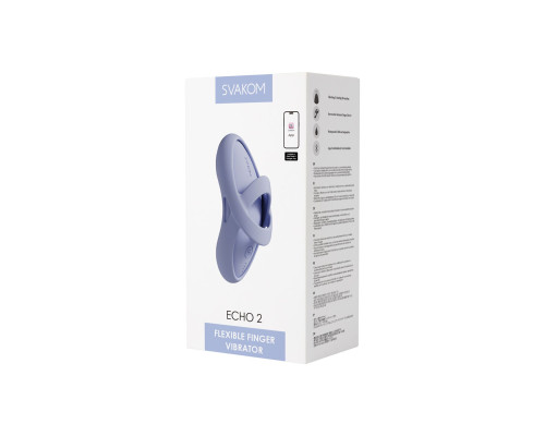 Смарт-вібратор для клітора Svakom Echo 2 Sky Blue, підігрів до 38 °C, знімна насадка на палець