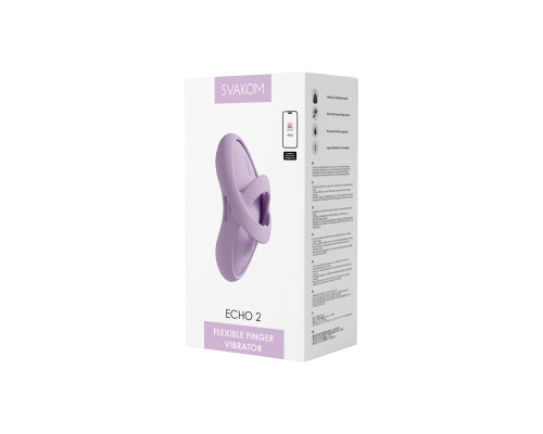 Смарт-вібратор для клітора Svakom Echo 2 Pink Lilac, підігрів до 38 °C, знімна насадка на палець