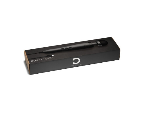 Вібромасажер DOXY3 USB-C Massager MATTE BLACK, кабель USB-C, регульована інтенсивність, компактний