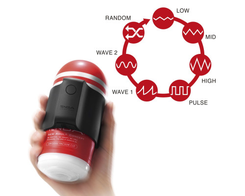 Вібронасадка Tenga CUP VIBRATOR, 7 режимів, 2 мастурбатори в комплекті