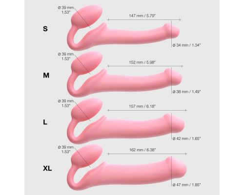 Безремінний страпон Strap-On-Me Rose XL, повністю регульований, діаметр 4,5 см