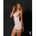 Бебі-дол Obsessive Arrowel White chemise L/XL, з декоративним чокером та гартерами