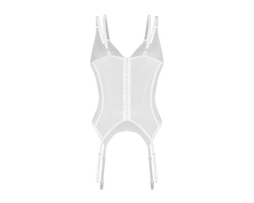 Корсет Obsessive Arrowel White corset S/M, з підв’язками для панчіх