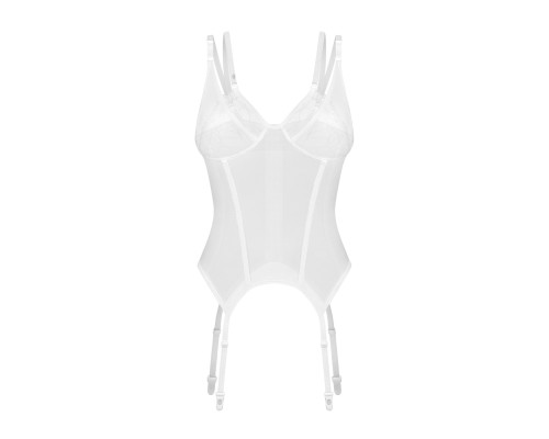 Корсет Obsessive Arrowel White corset L/XL, з підв’язками для панчіх