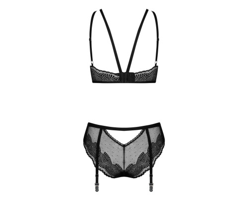 Комплект Obsessive Allastia 2-pcs set black L/XL, регульовані бретелі, багаторівнева застібка