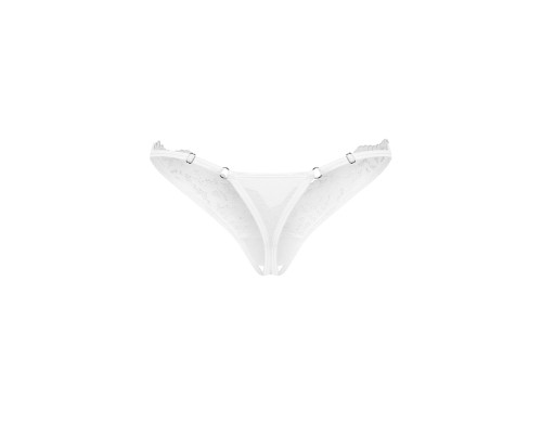 Трусики-стрінги з мереживом Obsessive Arrowel White crotchless thong 2XL/3XL