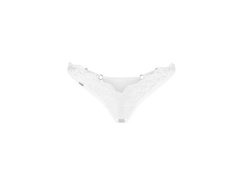 Трусики-стрінги з мереживом Obsessive Arrowel White crotchless thong 2XL/3XL