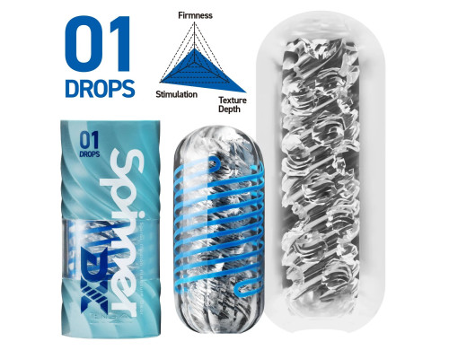 Мастурбатор Tenga Spinner DX 01 Drops, з пружною стимулювальною спіраллю всередині, ніжний вплив