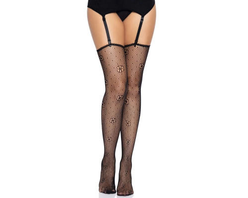 Панчохи Leg Avenue Daisy Dot Fishnet Stockings One Size Black